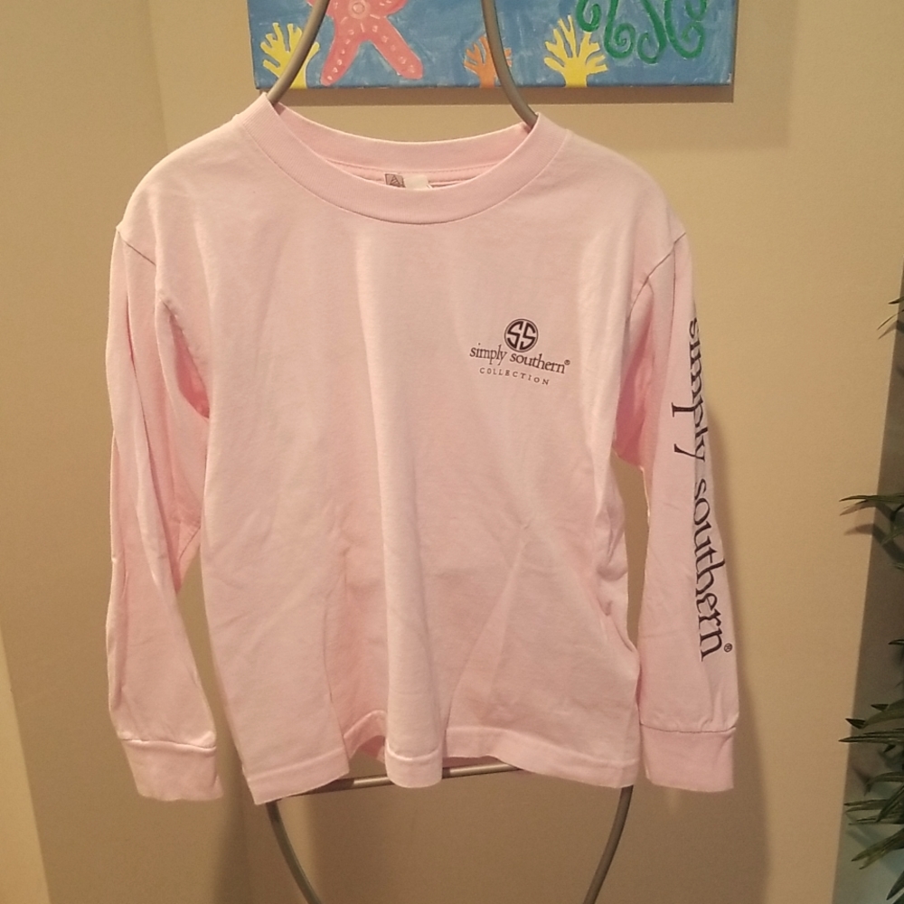 Simply Southern Christmas pink LS tshirt  girls size S - Picture 2 of 4
